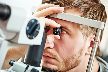 patient during eye exam