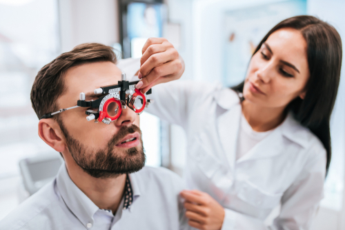 Man receiving an eye exam